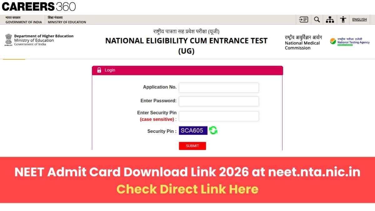 NEET Admit Card Download Link 2026 at neet.nta.nic.in: Check Direct Link Here